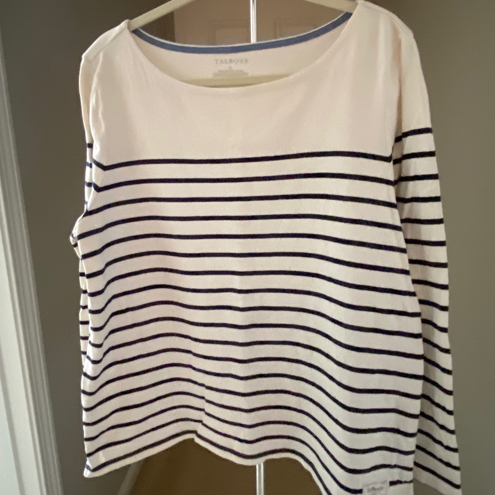 Talbots (XL) black/white striped shirt